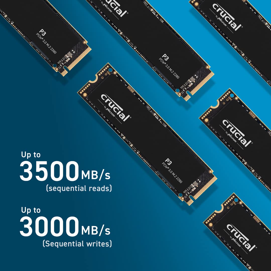 Crucial P3 NVME PCIe M.2 SSD Gen 3.0 3D NAND up to 3500MB/s | 500GB 1TB 2TB 4TB Capacity Crucial P3 NVME PCIe M.2 SSD Gen 3.0 3D NAND up to 3500MB/s | 500GB 1TB 2TB 4TB Capacity